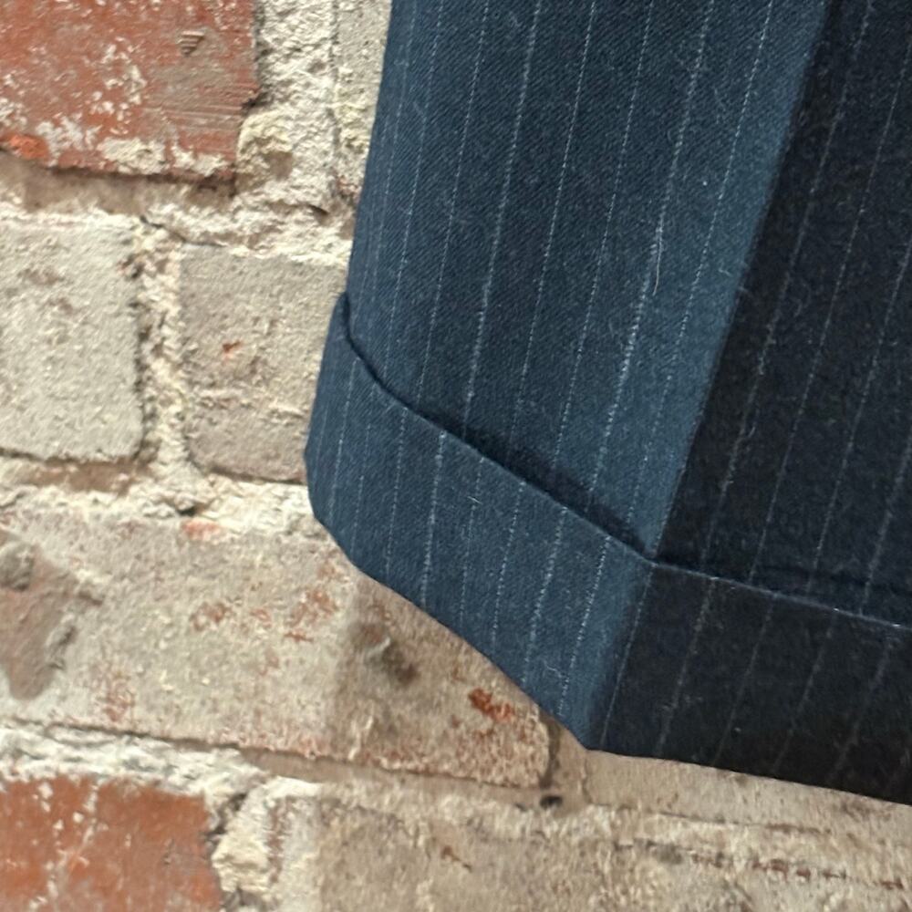 Vintage Burberry High Rise Wool Pinstripe Cuffed Trousers - Size 12 - Picture 4 of 7